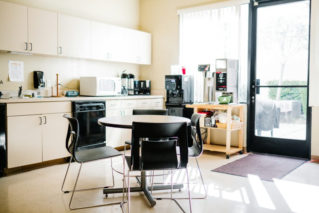 clean break room kitchen at business